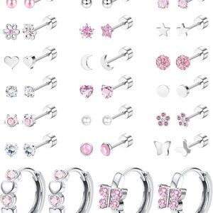 Screw Back Earrings Set Hypoallergenic Stainless Steel for Women Unique Jewelry
